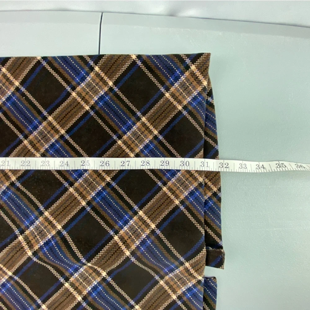 Briggs New York Plaid Brown/Blue/Cream Midi Skirt, 10P